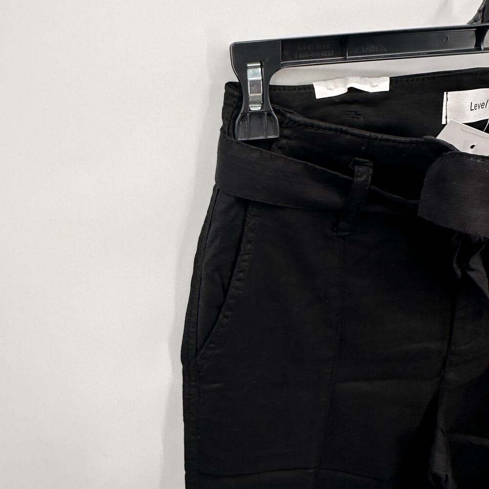 LEVEL99 NWT Bette Seamed Tie Waist Linen Straight Leg Trouser in Black // 00 - Picture 8 of 14